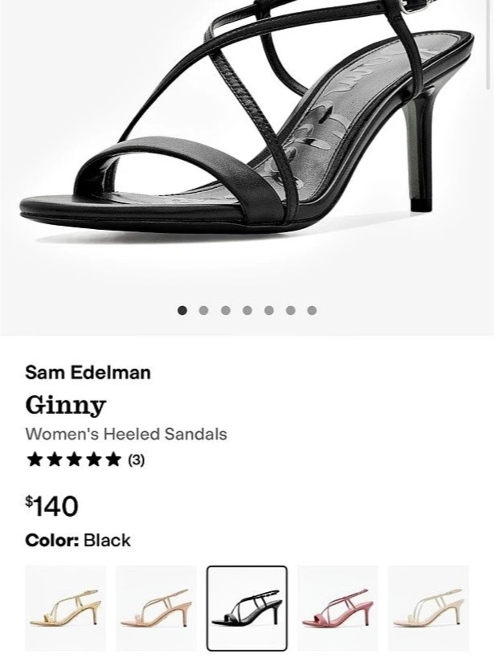 Sam Edelman Ginny Strappy Heel Sandal Black US 7.5